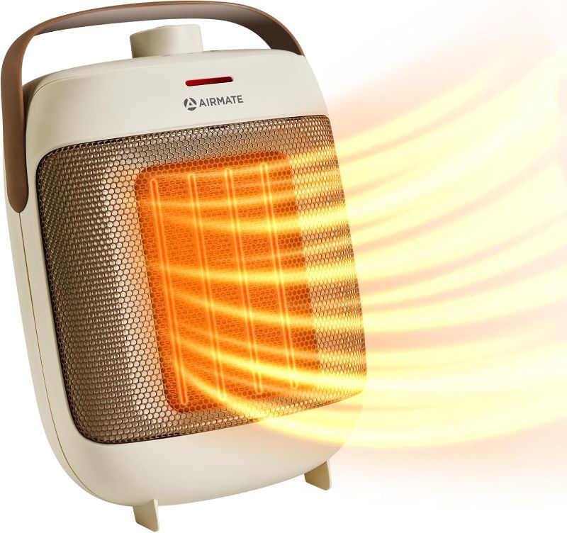 Photo 1 of Airmate 12" Space Heater,Portable Desk Electric Heaters with 2S Fast Heating,1500W PTC Ceramic Small Space Heater,Safe and Quiet Mini Heater for Indoor,Bedroom,Desk,Office,White