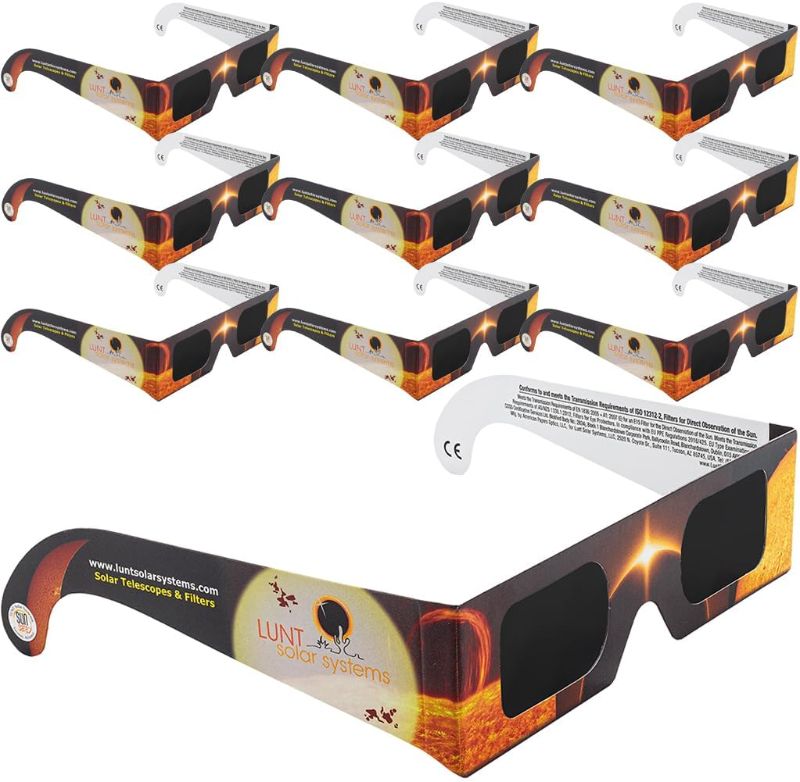 Photo 1 of 10 Pack Premium, Solar Eclipse Glasses Approved 2024, ISO and CE Certified Optical Quality Safe Shades for Direct Sun Viewing for Solar Eclipse