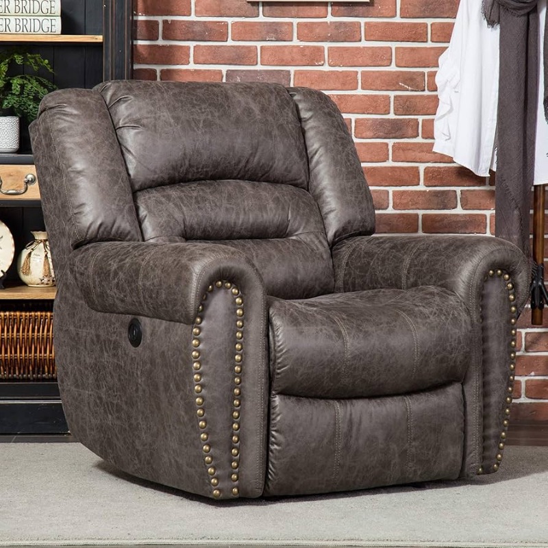 Photo 1 of ***PARTS ONLY**PARTIAL SET PARTS ONLY-BOX 3 OF 3**
Electric Recliner Chair W/Breathable Bonded Leather, Classic Single Sofa Home Theater Recliner Seating W/USB Port (Smoky Gray)