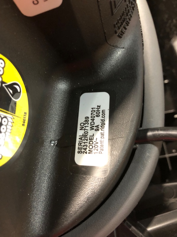 Photo 6 of ***USED - DOESN'T POWER ON - UNABLE TO TROUBLESHOOT***
Ridgid WD4070 4 Gallon Portable Vacuum