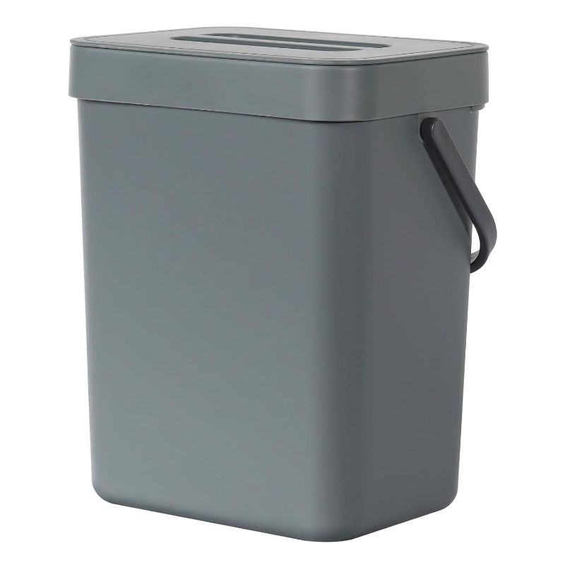 Photo 1 of 
EKO Puro Wall-Mounted Trash Can with Lid, 1.32 Gal / 5L Hanging Trash Can, Small Kitchen Compost Bin for Counter Top, Mini Food Waste Bin (Grey)