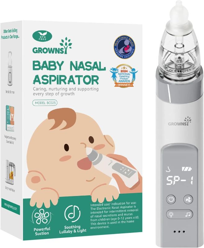 Photo 1 of 
GROWNSY Nasal Aspirator for Baby, Baby Nose Sucker Pro with 3 Soft Silicone Tips, Adjustable Suction, Electric Nose Suction for Baby