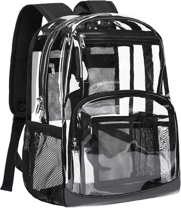 Photo 1 of 
Vorspack Clear Backpack Heavy Duty - Large Clear Bookbag Clear Backpacks for Adults Transparent See Through Backpack for College Work Travel - Black