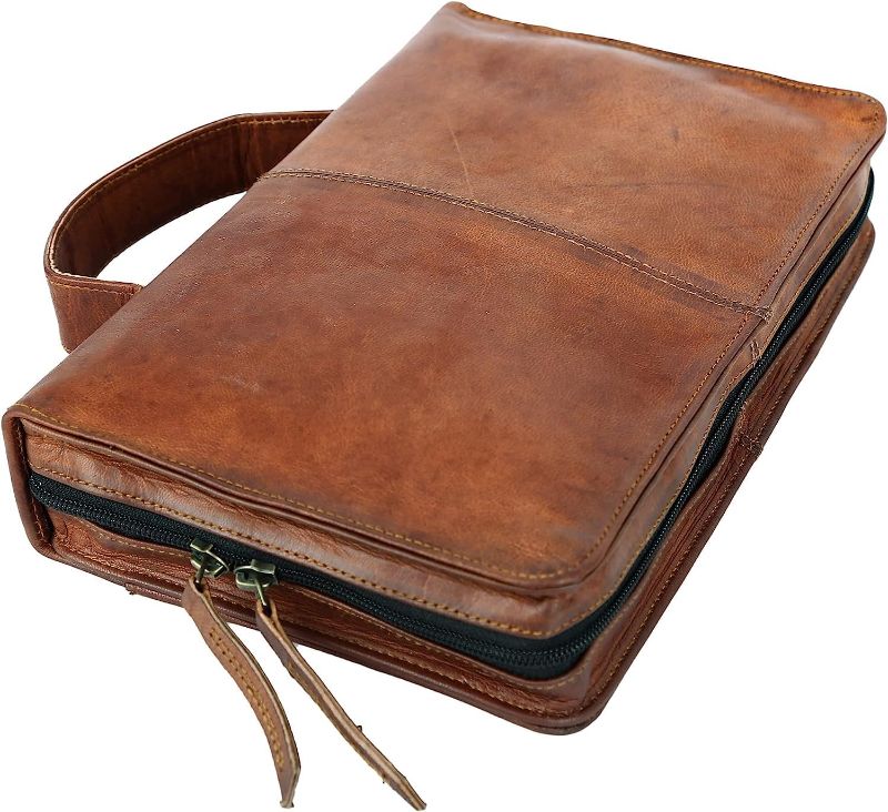 Photo 1 of 
Leather Bible Cover Book Cover Planner Cover with Handle and Back Pocket (Medium)