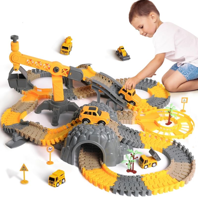 Photo 1 of 
TUMAMA 249pcs Construction Race Track Vehicle Toys for Boys and Girls, STEM Building Bendable Cars Track Sets for Toddlers 3 4 5 6 Years Old