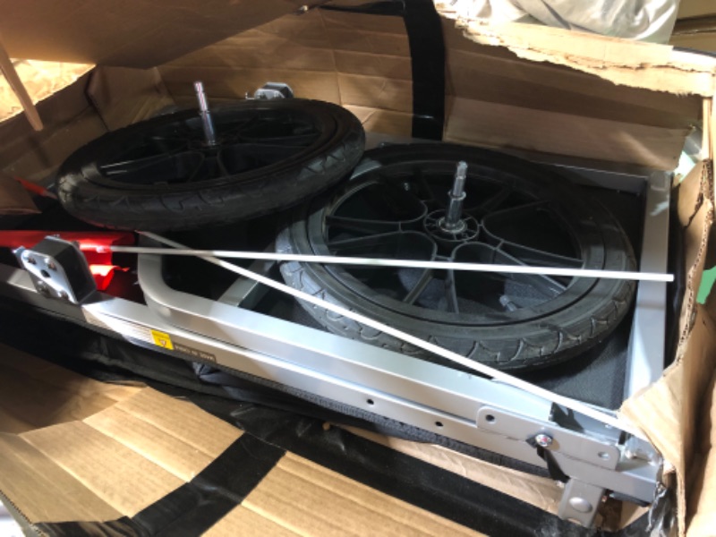 Photo 7 of ***DAMAGED - ZIPPER AND CANVAS TORN - SEE PICTURES***
Retrospec Rover Hauler Pet Bike Trailer - Small & Medium Sized Dogs Bicycle Carrier - Foldable Frame with 16 Inch Wheels - Non-Slip Floor & Internal Leash - Black, One Size