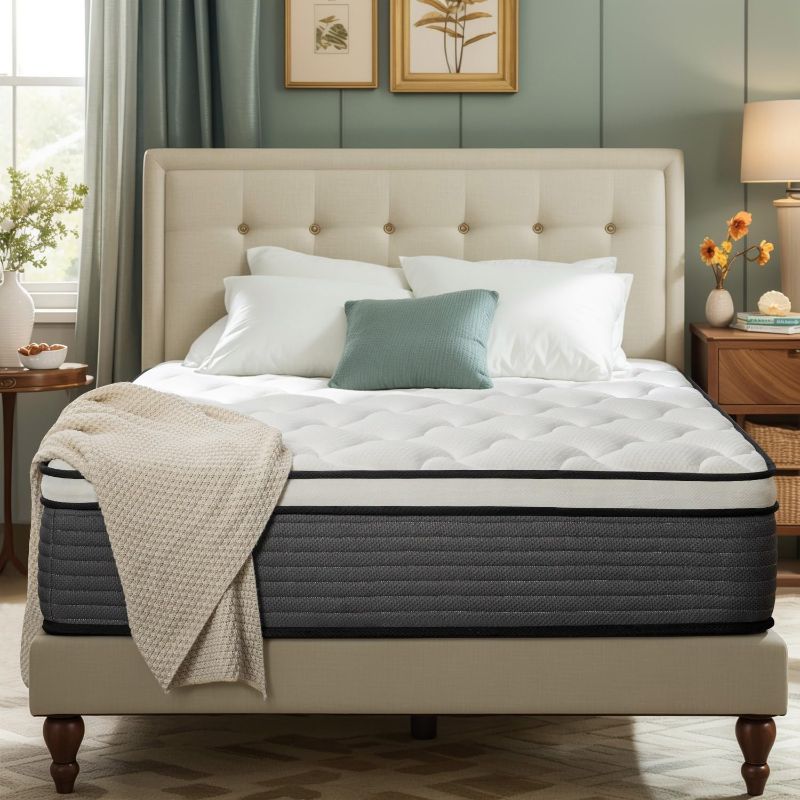 Photo 1 of ***STOCK PHOTO FOR REFERENCE***
King Mattress, 12 Inch Pillow Top Hybrid Mattress in a Box Medium Firm Fiberglass-Free, Soft Breathable Pressure Relief Memory Foam Pocket Innerspring Bed, CertiPUR-US Certified