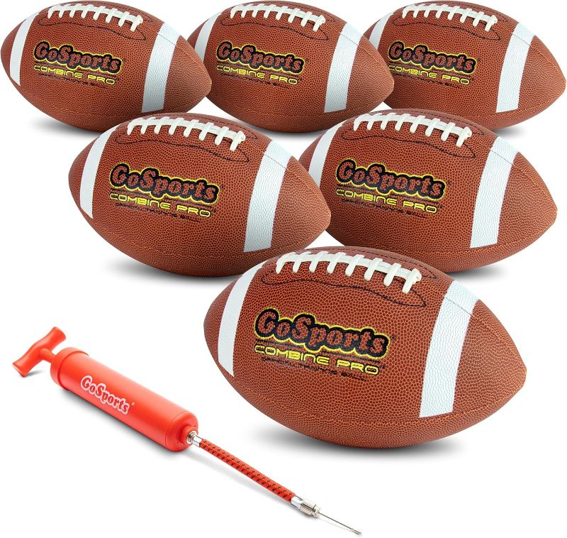 Photo 1 of 
GoSports Combine Football 6 Pack - Regulation Size for High School and College - Official Composite Leather Balls