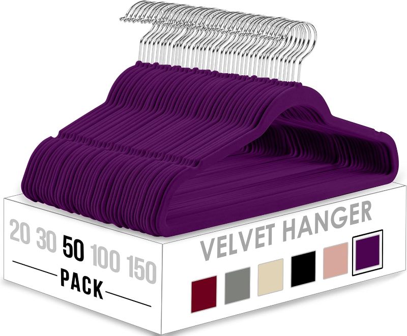 Photo 1 of 
Utopia Home Velvet Hangers 50 Pack - Non-Slip Clothes Hangers - Purple Hangers - Suit Hangers with 360 Degree Rotatable Hook - Heavy Duty