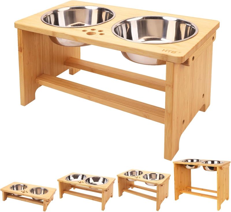 Photo 1 of 
HTB Elevated Dog Bowls,Raised Dog Bowl Stand with 2 Stainless Steel Bowls,Elevated Raised Dog Bowls for Large Medium Small Sized Dogs