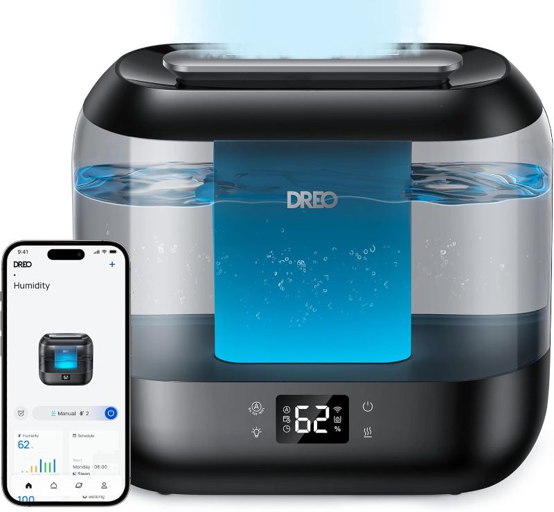 Photo 1 of 
Dreo Smart Humidifiers for Bedroom, Top Fill 4L Cool Mist Humidifier with Nightlight, 32H Runtime, Touch/APP/Voice Control, Quiet Ultrasonic Humidifiers