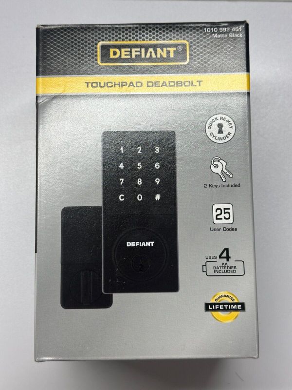 Photo 1 of (Sealed) DEFIANT Deadbolt Lock, Electronic & Touchpad - Matte Black
