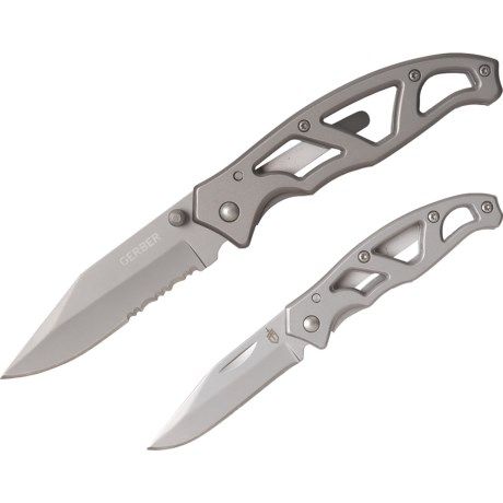 Photo 1 of ***FACTORY SEALED*** Paraframe and Mini Paraframe Clip Folding Knife Combo Set - 2-Piece, Frame Lock - SILVER/GREY
