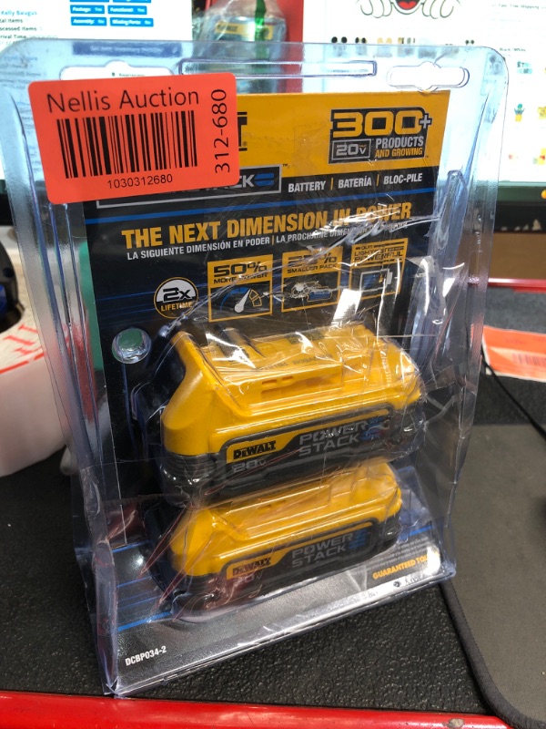Photo 1 of DEWALT 20V MAX POWERSTACK Lithium Ion Battery 2 Pack (DCBP034-2)