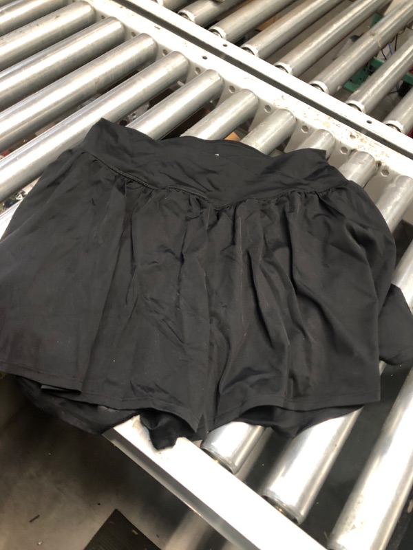 Photo 1 of (Xxl) Maxbee Womens Tennis Skirt with Pockets Crossover High Waisted Athletic Shorts Golf Skorts Flowy Running Workout Shorts Black