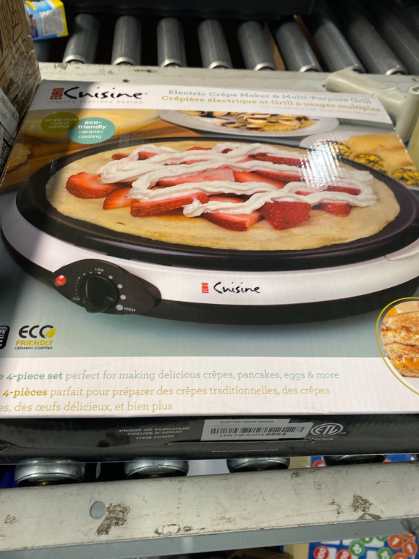 Photo 4 of **READ NOTES**
Euro Cuisine CM20 Electric Crepe Maker, 12-Inch Non-Stick Pancake Dosa Maker Machine, Electric Pancake Griddle Crepe Pan with Accessories