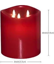 Photo 1 of AGLARY 6”×9“ Huge Flickering Flameless Candle, Real Wax 3-Wick LED Pillar Candle with Moving Wick