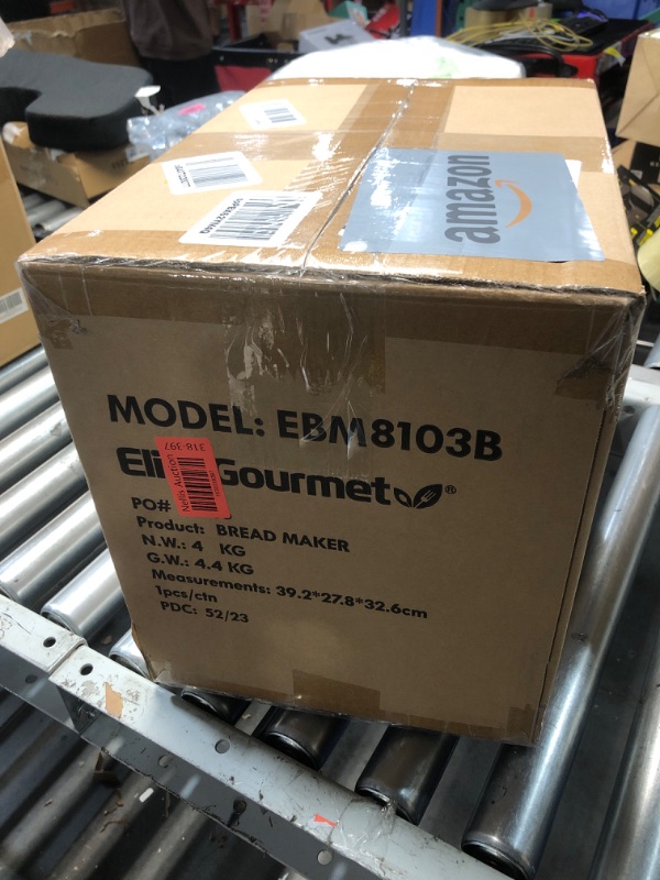 Photo 1 of Elite Gourmet EBM8103B Programmable Bread Maker Machine 3 Loaf Sizes, 19 Menu Functions Gluten Free White Wheat Rye French and more, 2 Lbs, Black