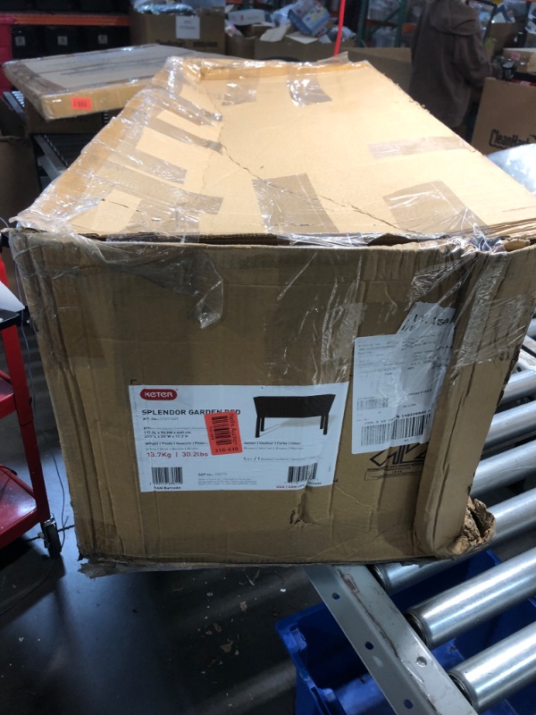 Photo 1 of Keter Splendor 31.7 Gallon Raised Garden Bed with Self Watering Planter Box and Drainage Plug-Perfect for Growing Fresh Vegetables, Flowers and Herbs, Brown