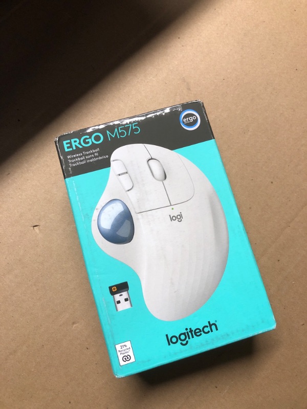 Photo 1 of Logitech ERGO M575 Wireless Trackball Mouse - Easy thumb control, precision and smooth tracking, ergonomic comfort design, for Windows, PC and Mac with Bluetooth and USB capabilities - Off White