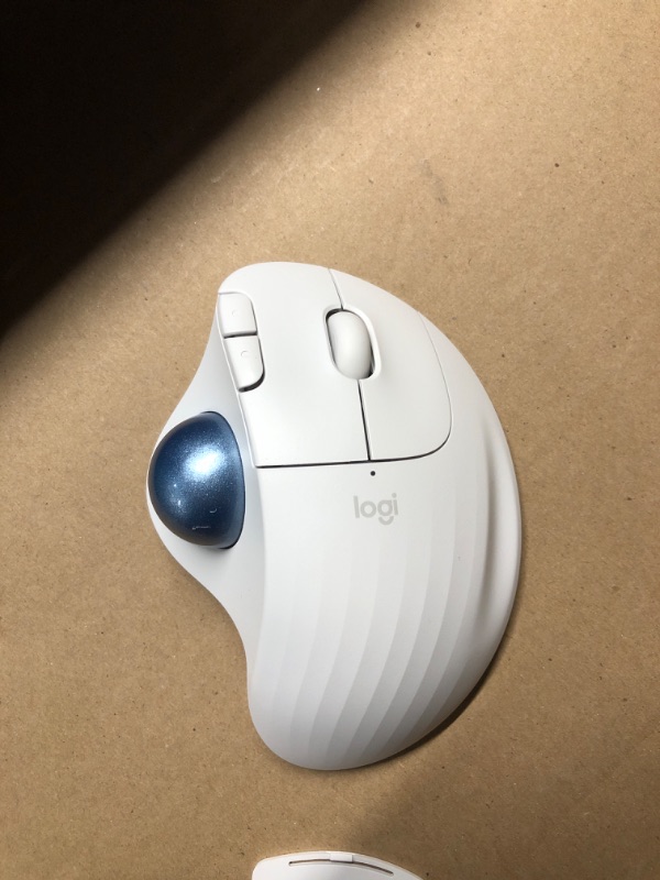 Photo 1 of Logitech ERGO M575 Wireless Trackball Mouse - Easy thumb control, precision and smooth tracking, ergonomic comfort design, for Windows, PC and Mac with Bluetooth and USB capabilities - Off White