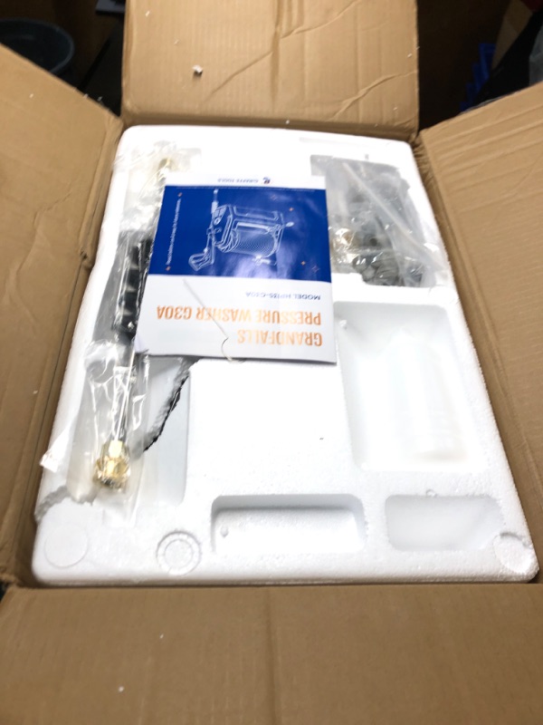 View 2 of Giraffe Tools Grandfalls Pressure Washer Plus+, Electric Wall Mount Power Washer with 100FT Ultra-Soft Pressure Hoses, 2400PSI, 2.0GPM, 4 Nozzles, Foam Cannon for Cars/Patios, Dark Silver