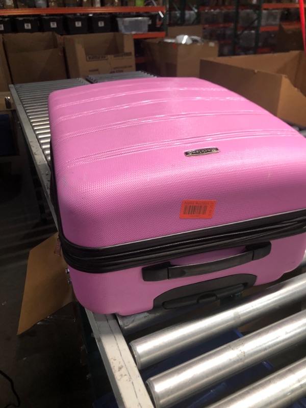 Photo 4 of ***MISSING 20" ROLLER. MISSING WHEEL ON LARGE ROLLER.***Rockland Melbourne Hardside Expandable Spinner Wheel Luggage, Pink, 2 Piece (20/28)