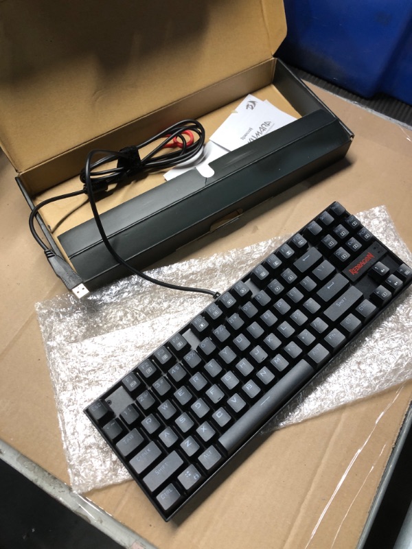Photo 1 of Redragon K552 Mechanical Gaming Keyboard 60% Compact 87 Key Kumara Wired Cherry MX Blue Switches Equivalent for Windows PC Gamers (RGB Backlit Black)