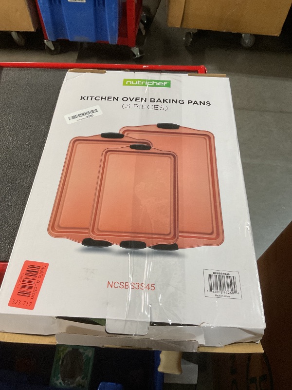 Photo 2 of (MISSING LARGE PAN) NutriChef 3 Piece Baking Pan Set - PFOA, PFOS, PTFE Free Flexible Nonstick Carbon Steel Bakeware Set - Home Kitchen Bake