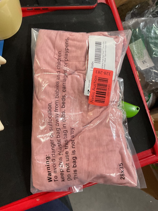 Photo 1 of  Pink, large  Plus Size Tunic T Shirts Short Sleeve Round Neck Soft Loose Shirts Summer Casual Tops with Pocket