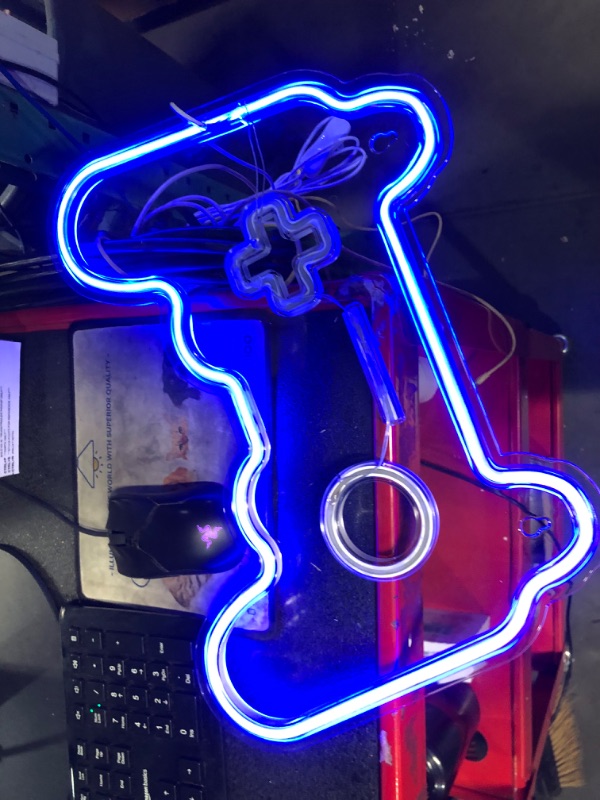 Photo 4 of ***CENTER LIGHTS DON'T WORK - SEE PICTURES***
LED Neon Gaming Sign - Gamepad Shape Light for Teen Boys' Game Rooms, Bedrooms - Gamer Gift, Gaming Room Décor and Accessories