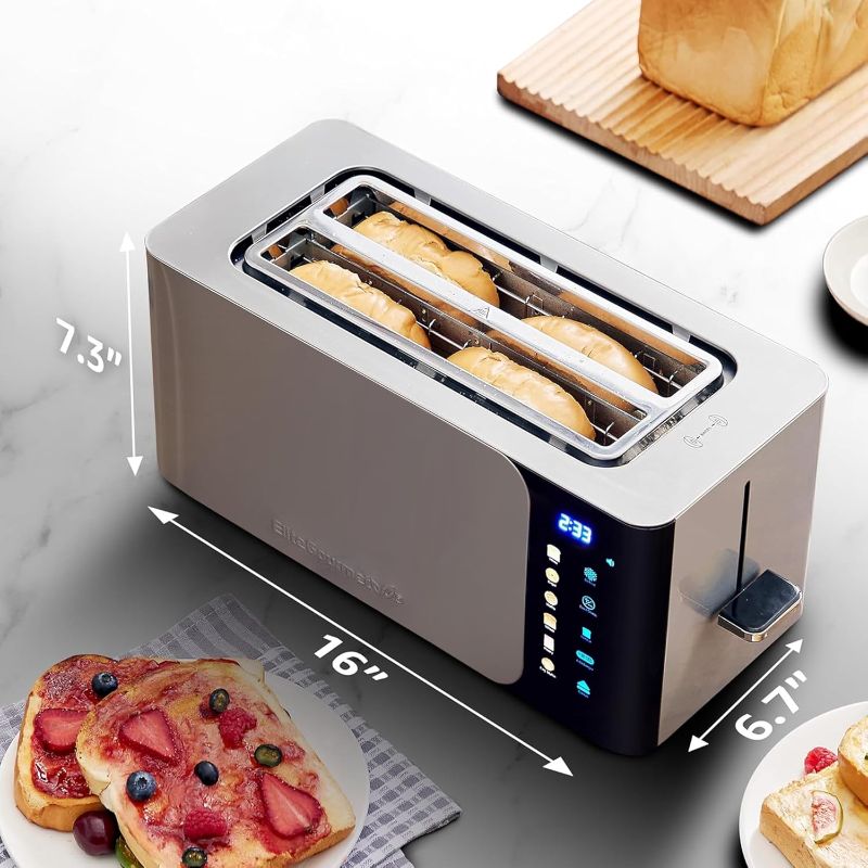 Photo 3 of (USED) (POWER TESTED) Elite Gourmet ECT5924D SmartToast Digital Long Slot 4 Slice Toaster