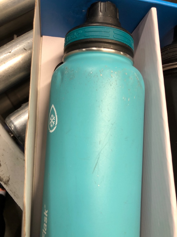 Photo 4 of ***(MINOR DAMAGE/ SEE NOTES) ***
ThermoFlask Bottle with Spout Lid - Stainless Steel Water Bottles with Double-Wall Insulation & BPA-Free Spout Lids - Leak-Proof Reusable Bottles & Lids - 40 oz, Onyx Black/Splash (2 Pack)
