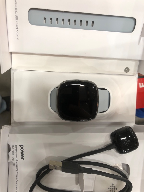 Photo 2 of * SEE NOTES ISSUES CHARGING* Fitbit Sense 2 Advanced Health and Fitness Smartwatch with Tools to Manage Stress and Sleep, ECG App, SpO2, 24/7 Heart Rate and GPS, Blue Mist/Pale Gold, One Size (S & L Bands Included)