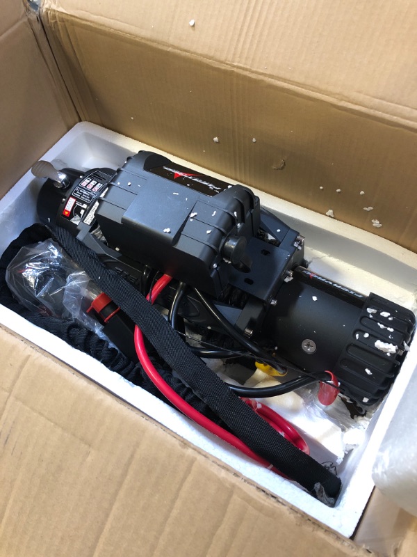 Photo 2 of FieryRed Trailer/SUV Winch- 12 V 13000LBS Electric Winch with Synthetic Rope, Wire and Wireless Remote Control, Aluminium Fairlead 13000LBS Synthetic Rope