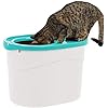 Photo 1 of IRIS USA Oval Top Entry Cat Litter Box with Scoop, Kitty Litter Tray with Litter Catching Lid Less Tracking Dog Proof and Privacy Large, White/Seafoam
