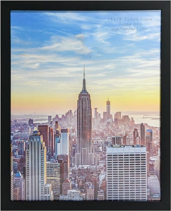 Photo 1 of Frame Amo 15x19 Black Modern Picture or Poster Frame, 1 inch Wide Border, Smooth Wrap Finish, Acrylic Face
