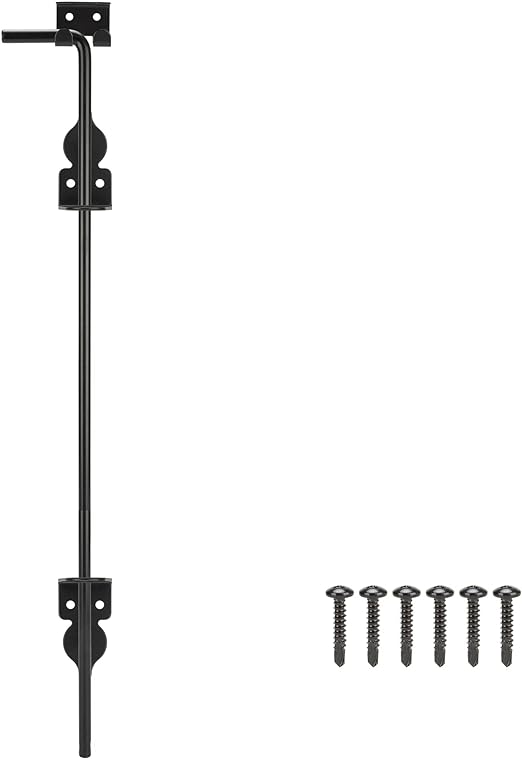 Photo 1 of 24" Cane Bolt Heavy Duty Drop Rod Gate Stopper Hardware, Gate Ground Latch for Wooden Fences Metal Gates Doors, Gate Drop Pin for Holding Gate to The Ground, Black Finish
