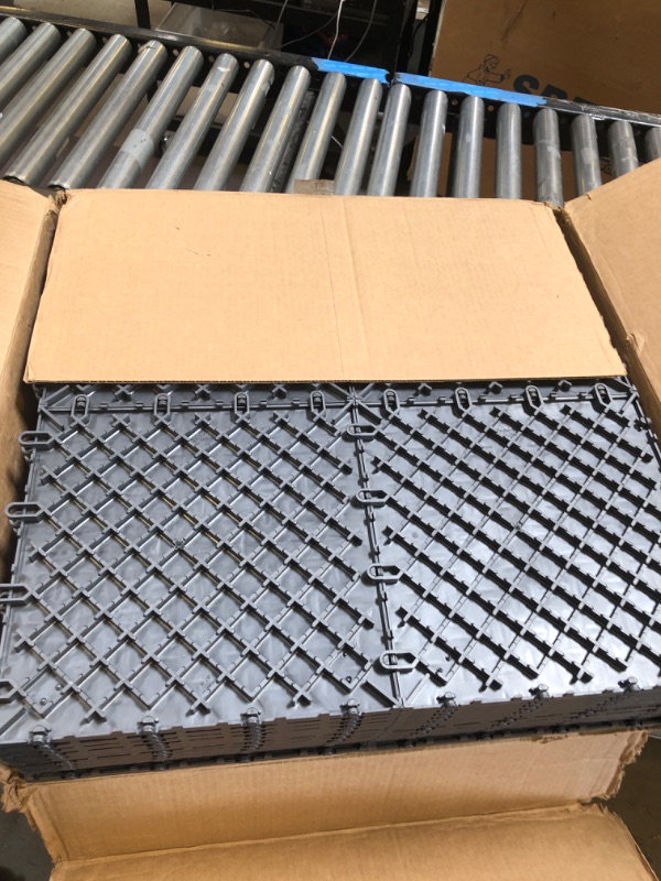 Photo 2 of Big Floors GarageTrac Diamond, Durable Copolymer Interlocking Modular Non-Slip Garage Flooring Tile (48 Pack), Graphite 48 Pack Graphite