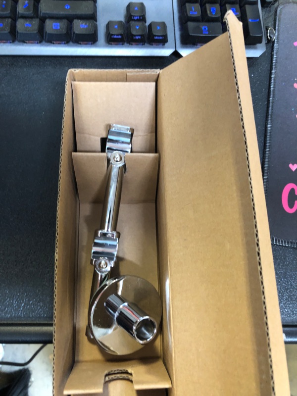 Photo 1 of Extensional 0.65 inch Round Double Rod Bracket with Concrete Wall mounting base plate(Chrome) 0.65 inch Chrome