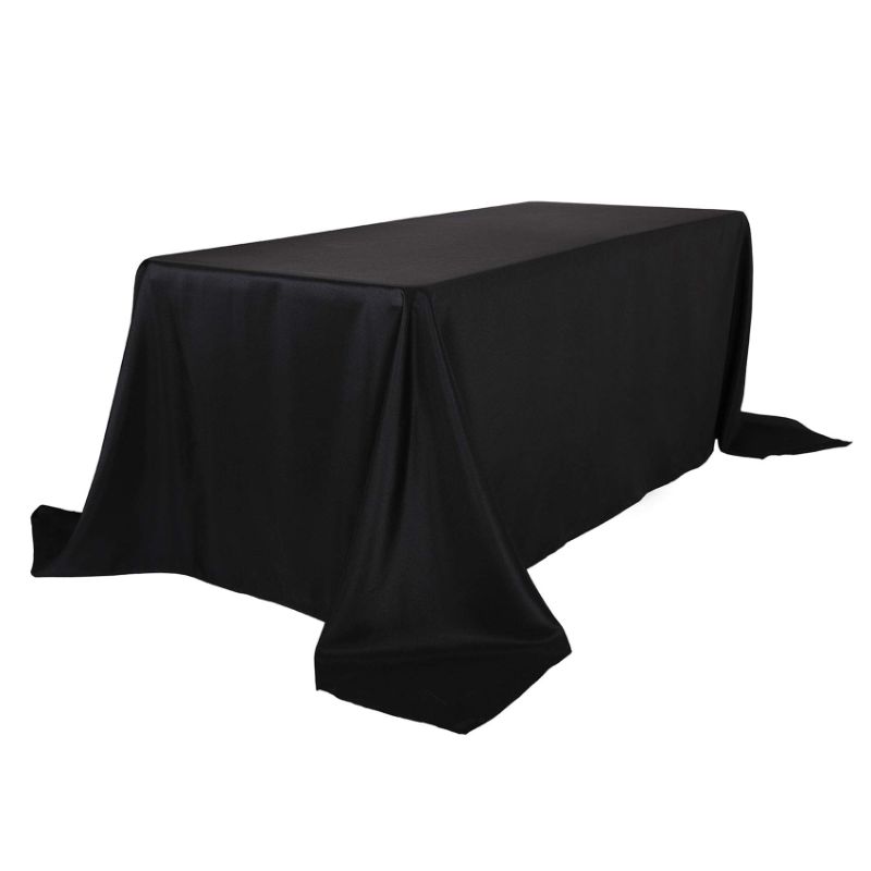 Photo 1 of  90x156 Inch Black Rectangular Tablecloth 8 Feet Table Cloth in Polyester Fabric for Wedding/Banquet/Restaurant/Parties Black 90*156"