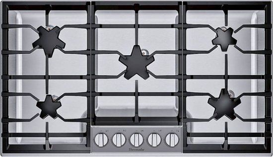 Photo 1 of Thermador Masterpiece® 36 Inch Wide 5 Burner Gas Cooktop with Pedestal Star® Burners and ExtraLow® Select Burner
