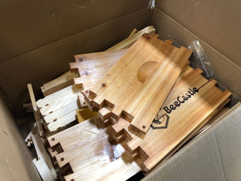 Photo 1 of BeeCastle 8 Frame Langstroth Beehive, Bee Hive Beeswaxed Coated Beehive Starter Kit with Beehive Frames and Waxed Foundations (1 Deep Beehive Box & 1 Medium Super Beehive Box)