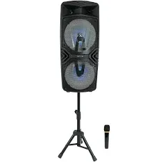 Photo 1 of Technical Pro STAGE28 Dual 8" Rechargeable LED Bluetooth Speaker + Stand + Mic 