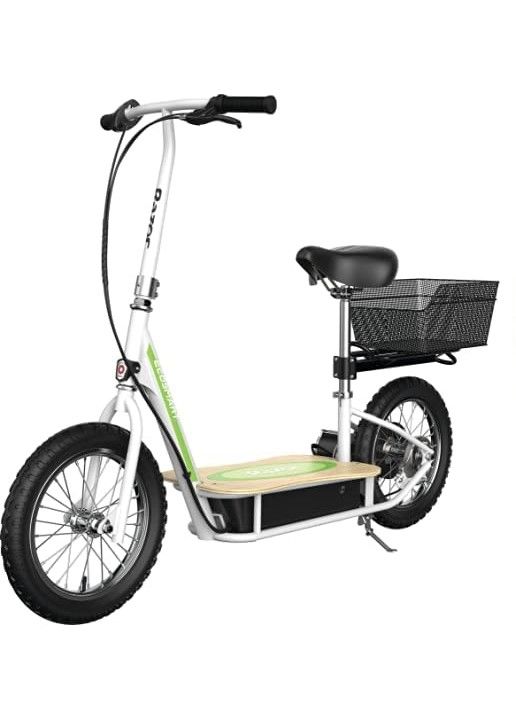Photo 1 of Razor EcoSmart Metro Electric Scooter – Padded Seat, 16" Air-Filled Tires, 500w High-Torque Motor, Up to 18 mph, 12-Mile Range, Rear-Wheel Drive & Master Lock 8143D Bike Lock Cable with Combination