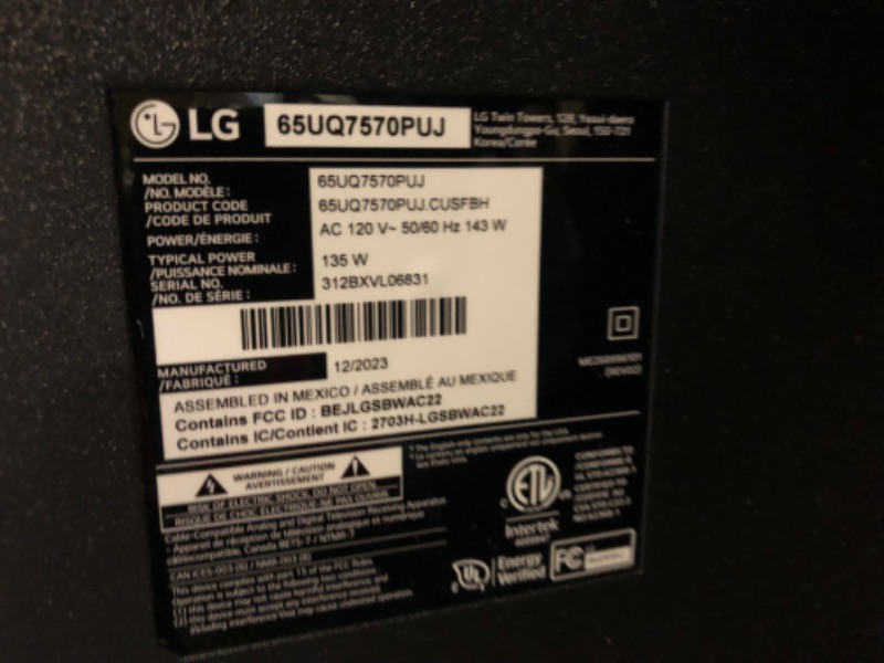 Photo 3 of LG 65-Inch Class UQ7570 Series 4K Smart TV, AI-Powered 4K, Cloud Gaming (65UQ7570PUJ, 2022), Black 65 inch TV Only