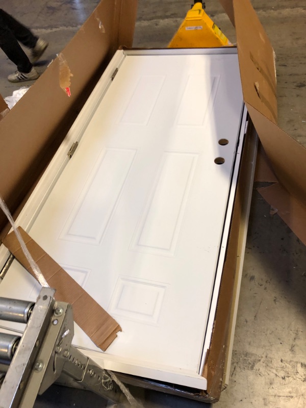 Photo 4 of National Door Company ZZ364683L Steel, Primed, Left Hand Outswing, Prehung Front Door, 6-Panel, 36'' x 80" 36 inch x 80 inch Steel Left Hand/Out-Swing