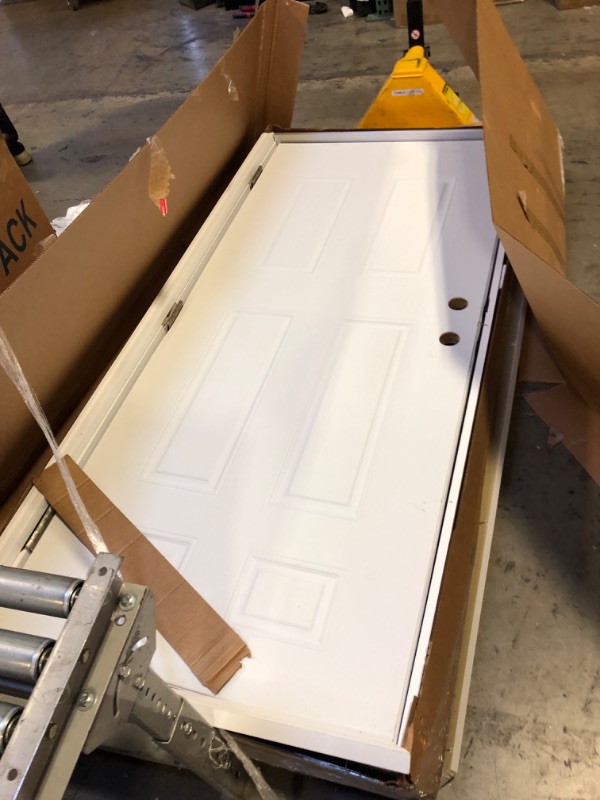 Photo 3 of National Door Company ZZ364683L Steel, Primed, Left Hand Outswing, Prehung Front Door, 6-Panel, 36'' x 80" 36 inch x 80 inch Steel Left Hand/Out-Swing