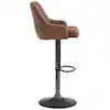 Photo 1 of Swivel Adjustable Bar Stools 22.1 in. Brown Low Back Metal Bar Stools Counter Stools Faux Leather Bar Chairs Set of 2
