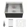 Photo 1 of 22 in. D x 22 in. W Drop-In Stainless Steel Laundry/Utility Sink in Brushed with Pre-Drill Faucet Hole

